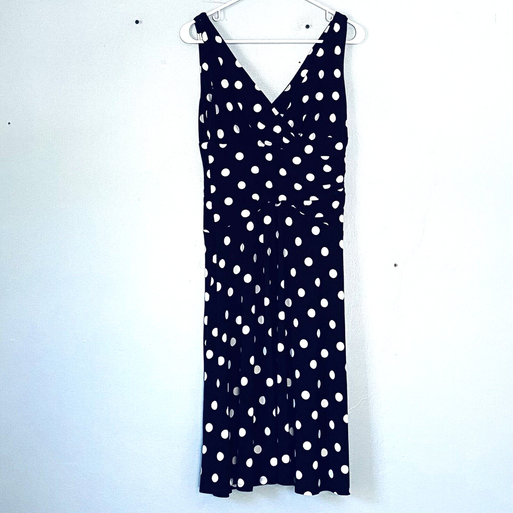 Lauren Ralph Lauren Dress Size 8 Black White Polka Dot Sleeveless Classi…
